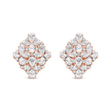 18K Rose Gold 8 1/3 Cttw Pear and Round Diamond Floral Cluster Omega Earrings (F-G Color, VS1-VS2 Clarity)