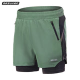 Mens Fitness Sweatpants With Liner Quick-Drying And Breathable Running Shorts