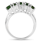3.25 Carat Genuine Chrome Diopside .925 Sterling Silver Ring