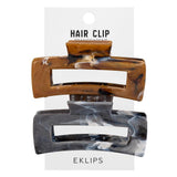 Eklips Marble Rectangular Hair Clips in Brown & Grey 2-Pack