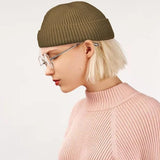 Knitted Cuff Short Fisherman Hat Mens Womens Winter Warm Beanie