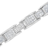 14K White Gold 5.0 Cttw Princess Cut Diamond Invisible Set Alternating Size D Shaped Links Tennis Bracelet (H-I Color, SI2-I1 Clarity) - 7â€