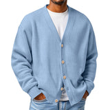 Mens Casual Loose-fit Long-sleeve Knitted Cardigan