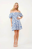 And The Why Off Shoulder Bubble Sleeve Dress
