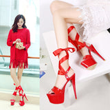 Strappy High Heel Sandals and Lace-Up Shoes