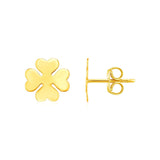 14K Yellow Gold Four Leaf Clover Earrings