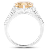 3.06 Carat Genuine Citrine and White Topaz .925 Sterling Silver Ring