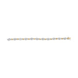 10k Two-Toned Gold 2.00 Cttw Channel Set Baguette-Diamond Weave and  "X" Spiral Link Bracelet (H-I Color, I1-I2 Clarity) - 7"