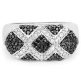 0.61 Carat Genuine Blue Diamond and White Diamond .925 Sterling Silver Ring