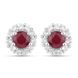 2.17 Carat Genuine Ruby and White Topaz .925 Sterling Silver Jewelry Set