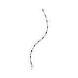 10K White Gold 5x4mm Oval Sapphire Gemstone and 1/10 Cttw Diamond Prong Set "X" Link Bracelet - Size 7" (H-I Color, SI1-SI2 Clarity)