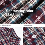Mens American-Style Retro Color-Block Plaid Long-Sleeve Shirt