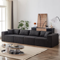 104-Inch Corduroy  Modular L Shaped Sectional Sofa,Luxury Floor Couch Set,Upholstered Indoor Furniture,Foam-Filled Compressed Sofa for Living Room,Bedroom,4 PC Free Combination