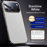 Genuine Leather Litchi-pattern Fully Wrapped Drop-proof Phone Case