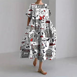 3D Digital-Print Short-Sleeve Casual Dress