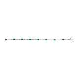 10K White Gold Oval Green Emerald & Diamond Alternating Link Bracelet