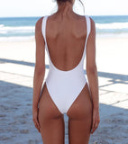 S - XXL Sexy White One Piece Swimsuit Women Thong Swimwear High Cut Trikini Backless Monokini Bather Bathing Suit Swim Bodysuit