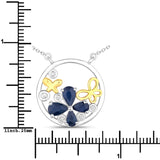 1.41 Carat Genuine Blue Sapphire and White Topaz .925 Sterling Silver Pendant