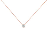 2 Micron 14K Rose Gold Plated Sterling Silver Bezel-Set Diamond Solitaire Pendant Necklace (1/3 cttw, H-I Color, I1-I2 Clarity)