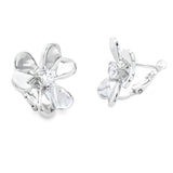 Cubic Zirconia Flower Earrings Sterling Silver