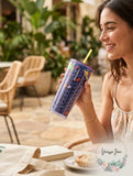 Starbucks Floral & Leaves Purple Plastic Tropical Cold Cup 24Oz