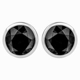 14K White Gold 1/2 Cttw Round Brilliant-Cut Black Diamond Bezel-Set Stud Earrings with Screw Backs (Fancy Color-Enhanced, I2-I3 Clarity)