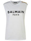 Balmain White Cotton Tank Top Women