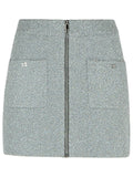 Ganni 'Sparkle' Silver Wool Blend Miniskirt Women