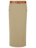 Moschino Beige Virgin Wool Skirt Women