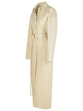 Sportmax Ivory Leather Trench Coat Women