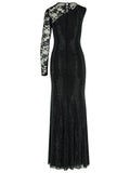 Self Portrait 'Rhinestone' Black Polyester Dress Women