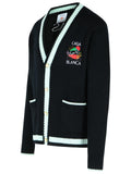 Casablanca 'Mountain Temple' Black Merino Wool Embroidered Cardigan Men