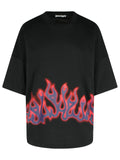 Palm Angels 'Flames' Black Cotton T-Shirt Men