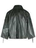 Max Mara 'Tenace' Grey Leather Jacket Women