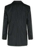 Max Mara 'Mattia' Black White Pinstriped Virgin Wool Blazer Women