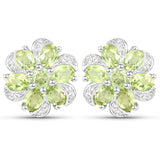 8.04 Carat Genuine Peridot and White Topaz .925 Sterling Silver 3 Piece Jewelry Set (Ring, Earrings, and Pendant w/ Chain)