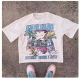 Car Letter Print T-shirt For Men And Women