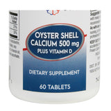 Geri-Care Oyster Shell Calcium Plus Vitamin D Supplement, 500 mg, 60 tablets
