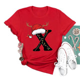 Red Loose T-Shirt Top With A Christmas Party Aesthetic