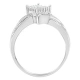 10K White Gold 1/3 Cttw Princess and Baguette Cut Diamond Bypass Style Cocktail Ring (I-J Color, I1-I2 Clarity) - Size 4
