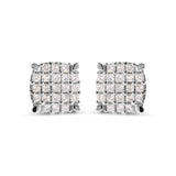 10K White Gold 3/4 Cttw Princess Diamond Composite Cushion Shape Stud Earrings (I-J Color, I1-I2 Clarity)
