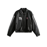 Women's Street Black Lace Love Number Embroidered Lapel Jacket