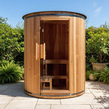 Thermora Barcelona Premium 78-Inch 4-Person Cedar Wood Outdoor Vertical Barrel Sauna With 6KW Heater, LED Lights And Stones (SAK74813)