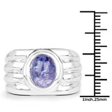 3.55 Carat Genuine Tanzanite .925 Sterling Silver Ring