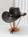 PU Leather Metal 3D Ox-Head Retro Curved Belt Denim Hat