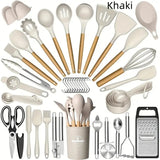 Wooden-Handle Silicone Kitchen Tool Set