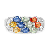 2.05 Carat Genuine Multi Sapphire .925 Sterling Silver Ring