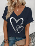 Womens Stylish Printed Slim-fit Short-sleeve Top