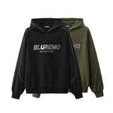 Mens American-style High-street Reflective-striped Hooded Sweatshirt Mirrored Finish