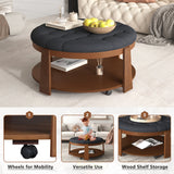 Modern Large Round Ottoman and Coffee Table 2-Tier